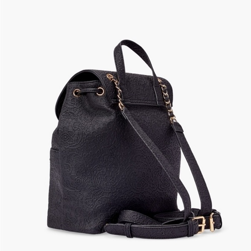 Embossed-Lace-Faux-Leather-Backpack - Picture 5 of 13